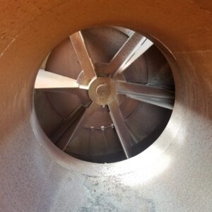 Inside view of a metal ventilation duct.