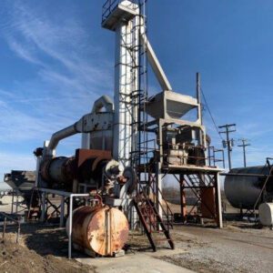 Asphalt plant tower with ladders and tanks