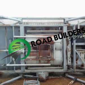 Rusty metal structure with Road Builders logo.
