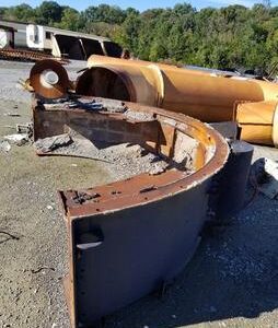 Rusty metal debris on construction site.
