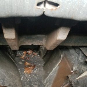 View under a heavy machinery track.