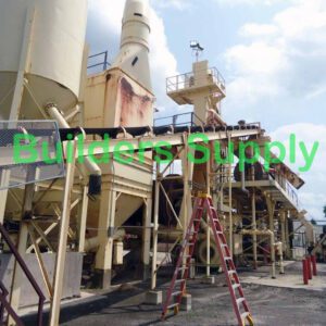 Industrial machinery with ladders and structures.