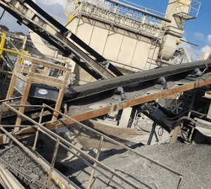 Industrial conveyor belts at a gravel plant.
