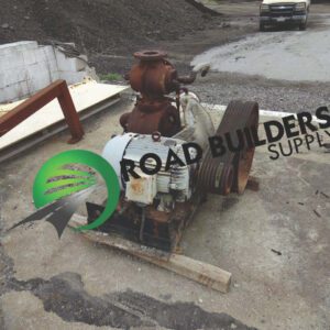 Industrial pump at construction site, logo overlay.