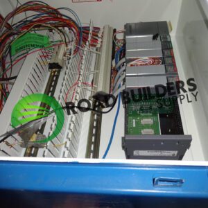 Electrical control panel with wiring and components.