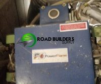 Blue industrial machine with PowerFlame logo.