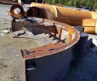 Rusty metal debris on construction site.