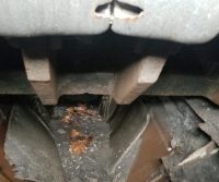 View under a heavy machinery track.